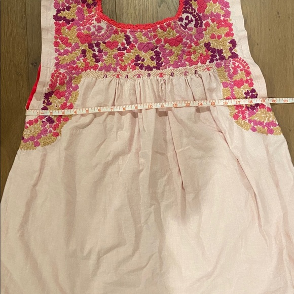 Mi Golondrina Pink Hand Embroidered Mexican Dress Size L Floral Yoke Boho Oaxaca - Picture 6 of 6